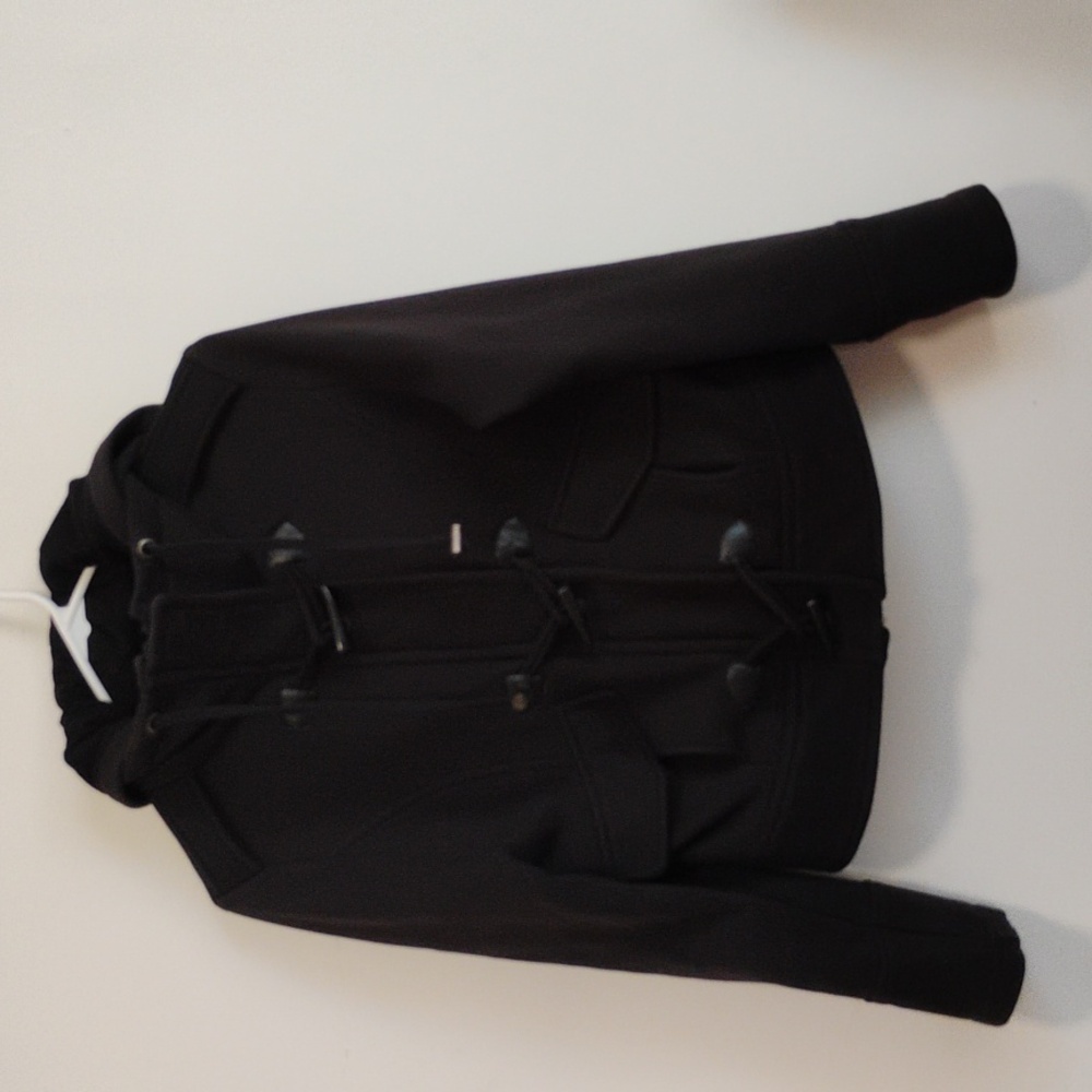 Hot Kiss | Black Cropped Hooded Toggle Coat | Women's S